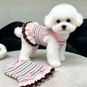 New Summer Striped Dog Dress, Anti-Hair Loss Summer Set, Suitable For Teddy Dogs And Bichon Frise Puppies' Clothing