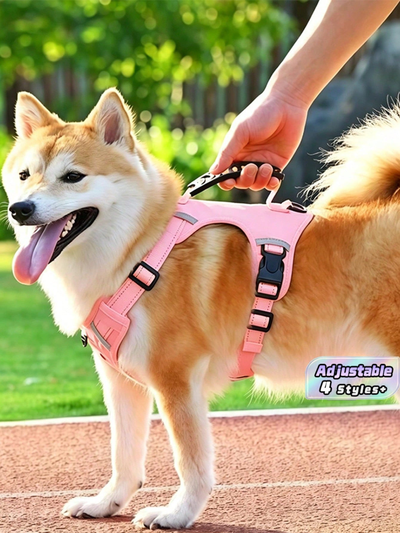 1 Pc Night Safety Reflective Pet Harness, Lightweight Breathable Lining Dog Chest Strap With Comfort Top Handle, Slide Adjustable Buckles, For Walking Training Hiking