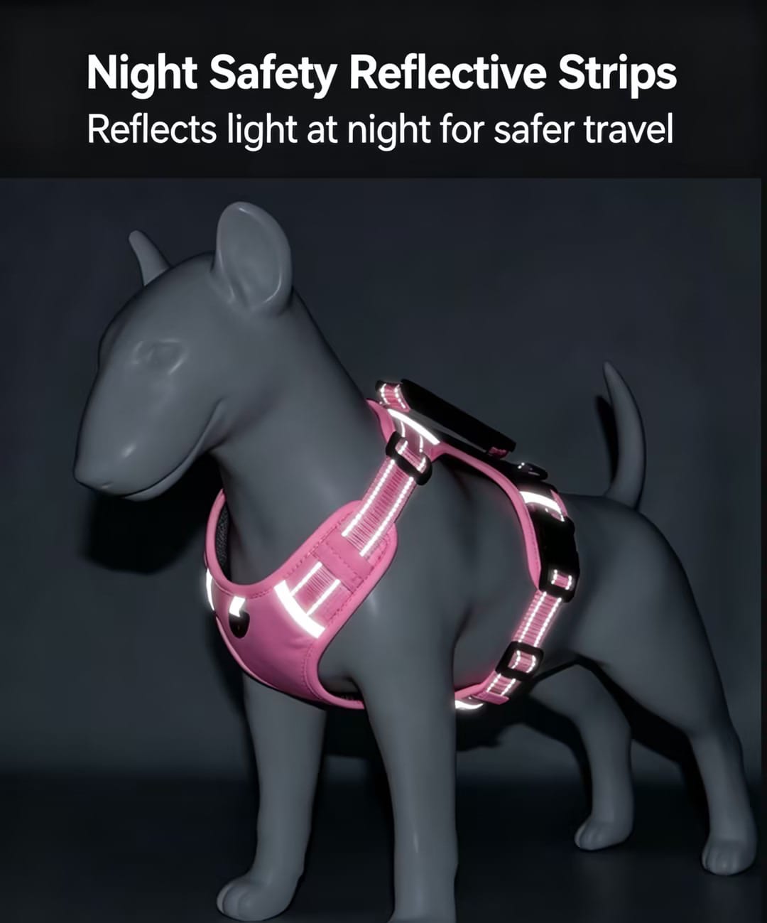 1 Pc Night Safety Reflective Pet Harness, Lightweight Breathable Lining Dog Chest Strap With Comfort Top Handle, Slide Adjustable Buckles, For Walking Training Hiking