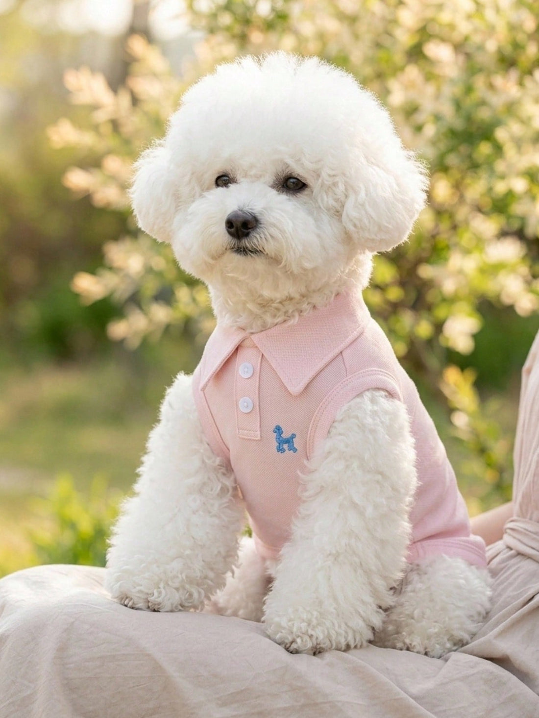 One Piece Solid Color Pet Polo Embroidered Shirt For Spring And Summer Vest