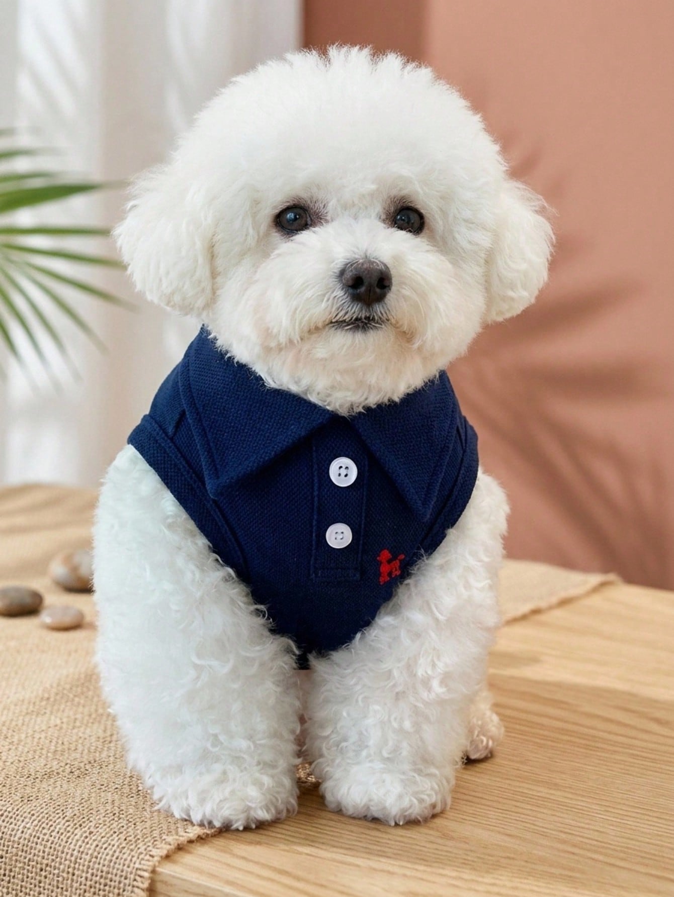 One Piece Solid Color Pet Polo Embroidered Shirt For Spring And Summer Vest