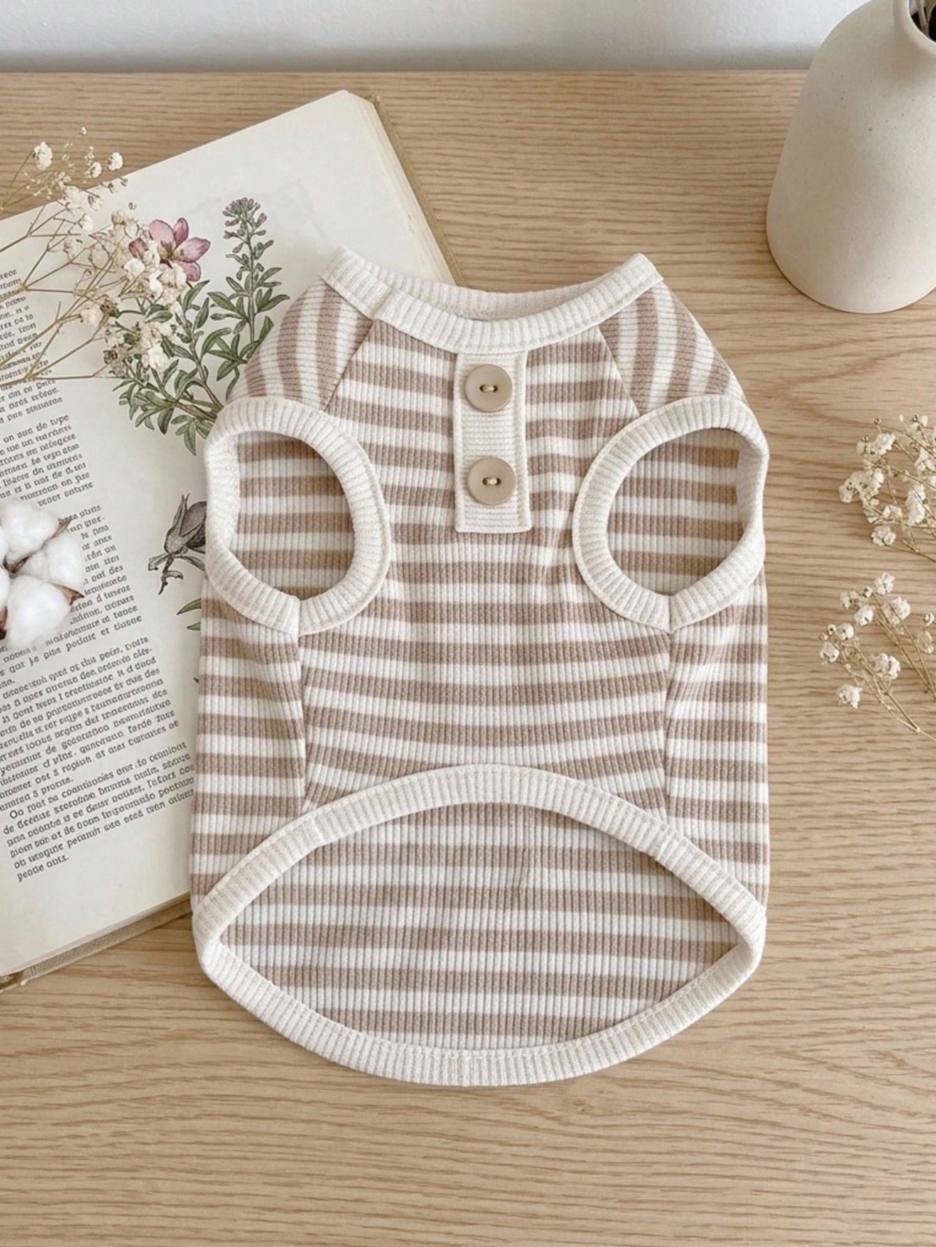1PC Minimalist Striped Knit Pet Vest, Spring Summer Two-Leg Clothes For Small Medium Dogs Cats Teddy Bichon