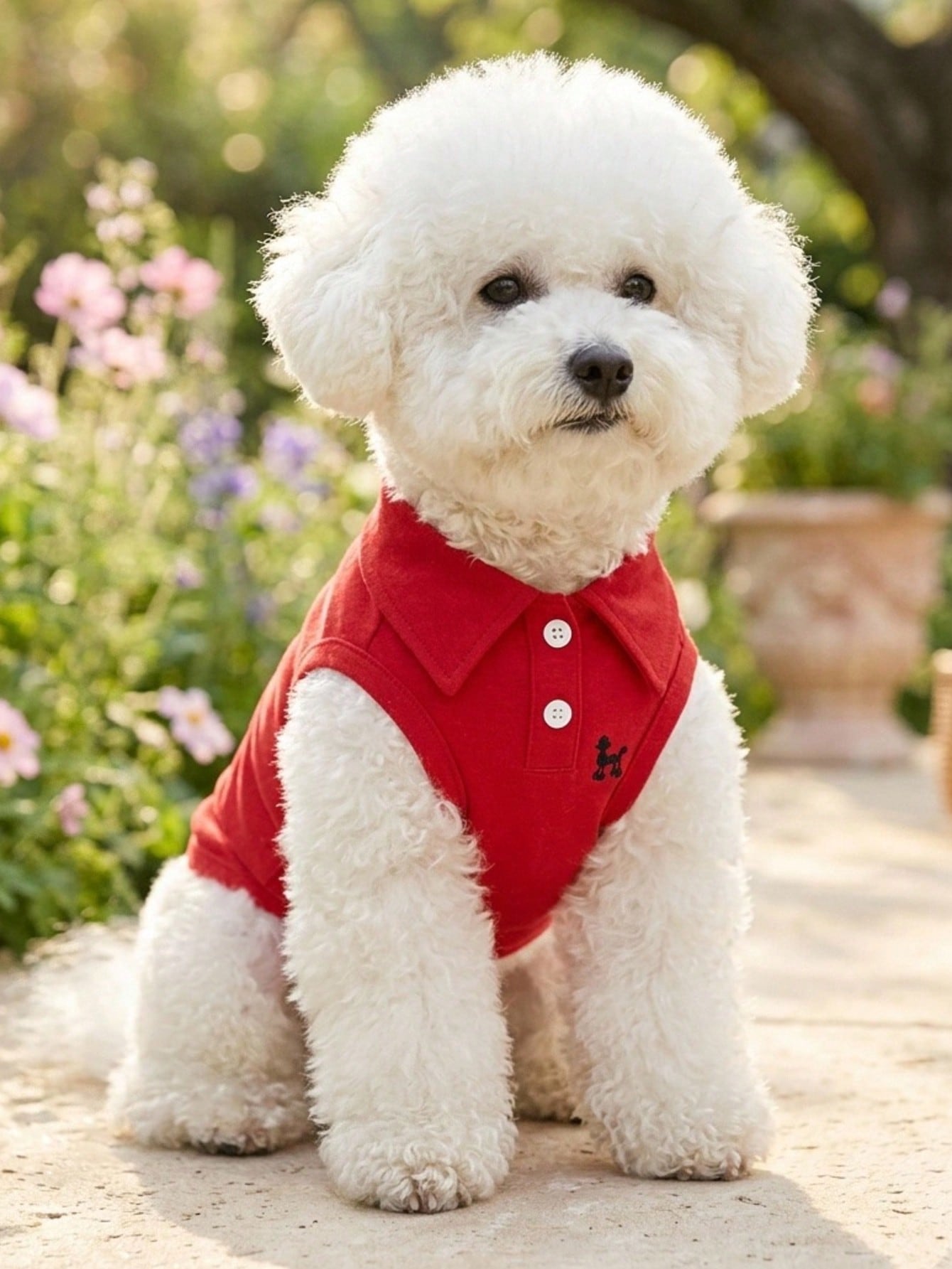 One Piece Solid Color Pet Polo Embroidered Shirt For Spring And Summer Vest