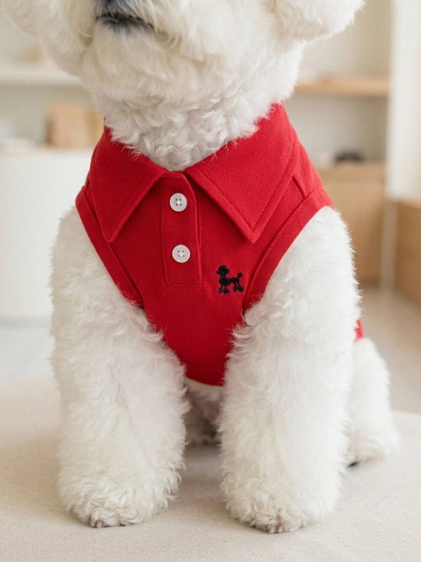 One Piece Solid Color Pet Polo Embroidered Shirt For Spring And Summer Vest