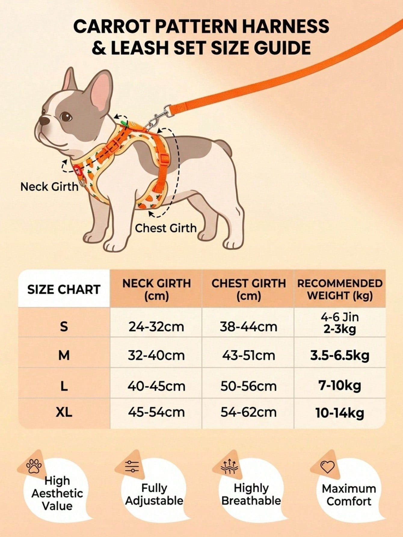 Yellow polyester pet harness and leash set with fruit and vegetable pattern, adjustable vest design for cats and small dogs for outdoor walking.
