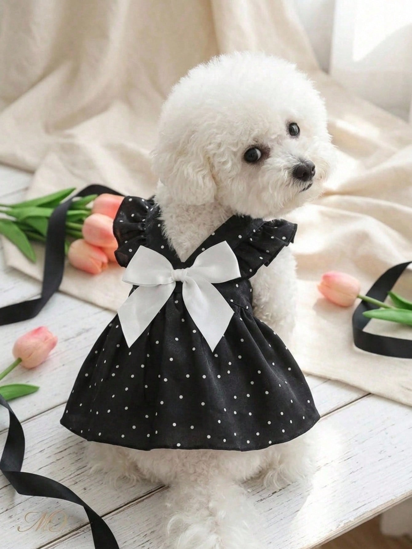 Pet Princess Dress, Red Polka Dot Ruffle Fly Sleeve Dog Dress With Big Satin Bow, Summer Elegant Puppy Cat Outfit For Small Breed Chihuahua Yorkie Birthday Party Clothes