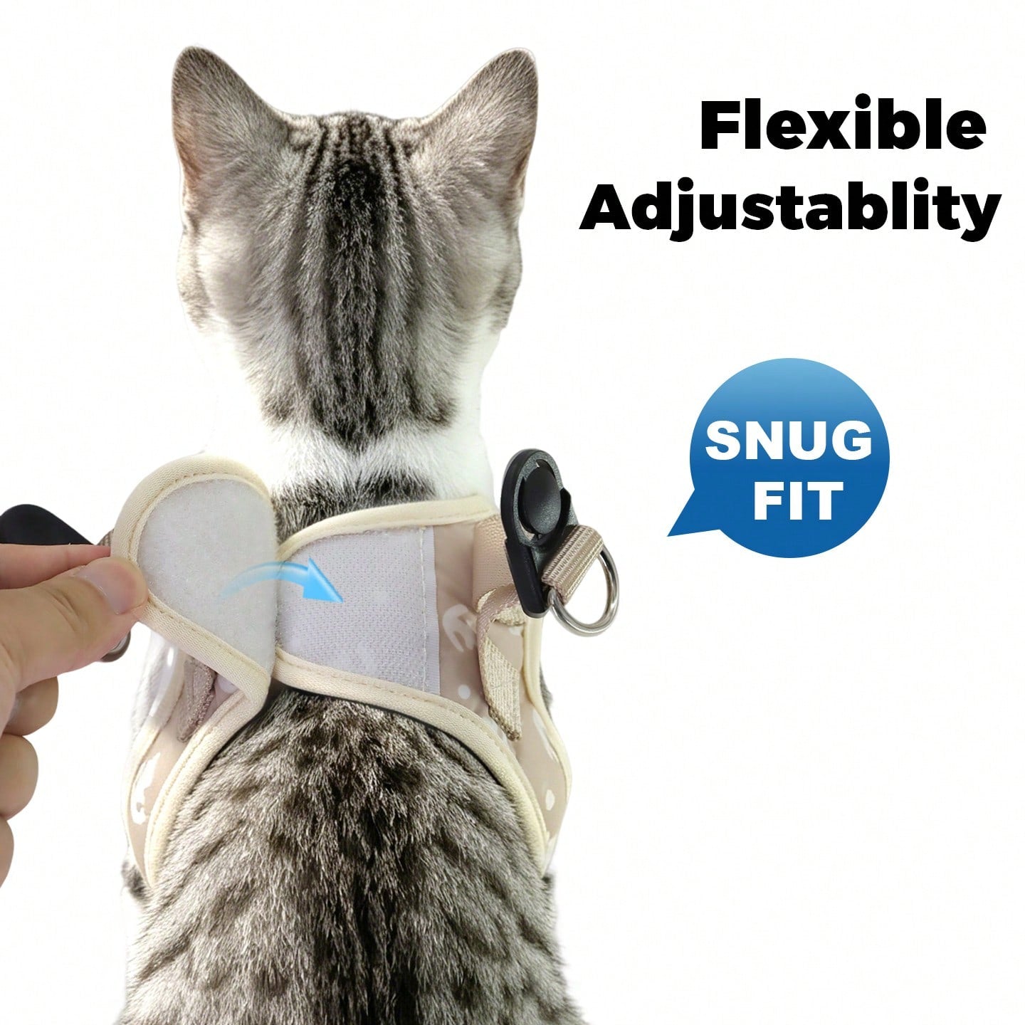 Beige anchor-shaped cat and dog leash and harness set with geometric graphic pattern, designed for small pets and made from polyester.