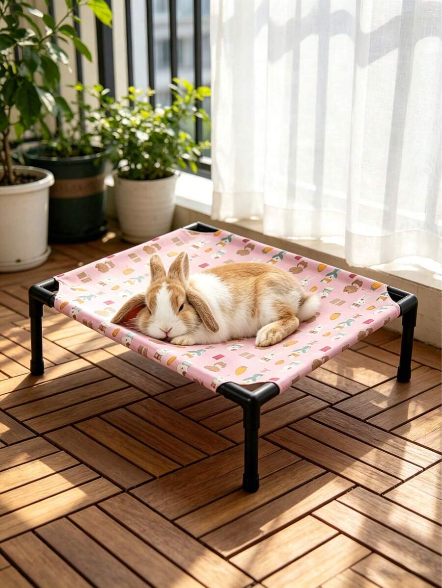 Washable raised polyester small pet bed and camping sleeping mat suitable for hamsters, rabbits, and small cats.