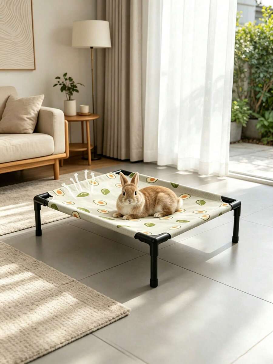 Washable raised polyester small pet bed and camping sleeping mat suitable for hamsters, rabbits, and small cats.