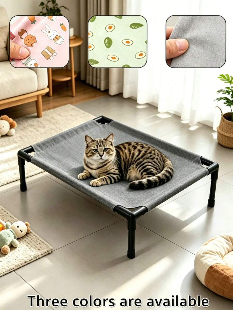 Washable raised polyester small pet bed and camping sleeping mat suitable for hamsters, rabbits, and small cats.