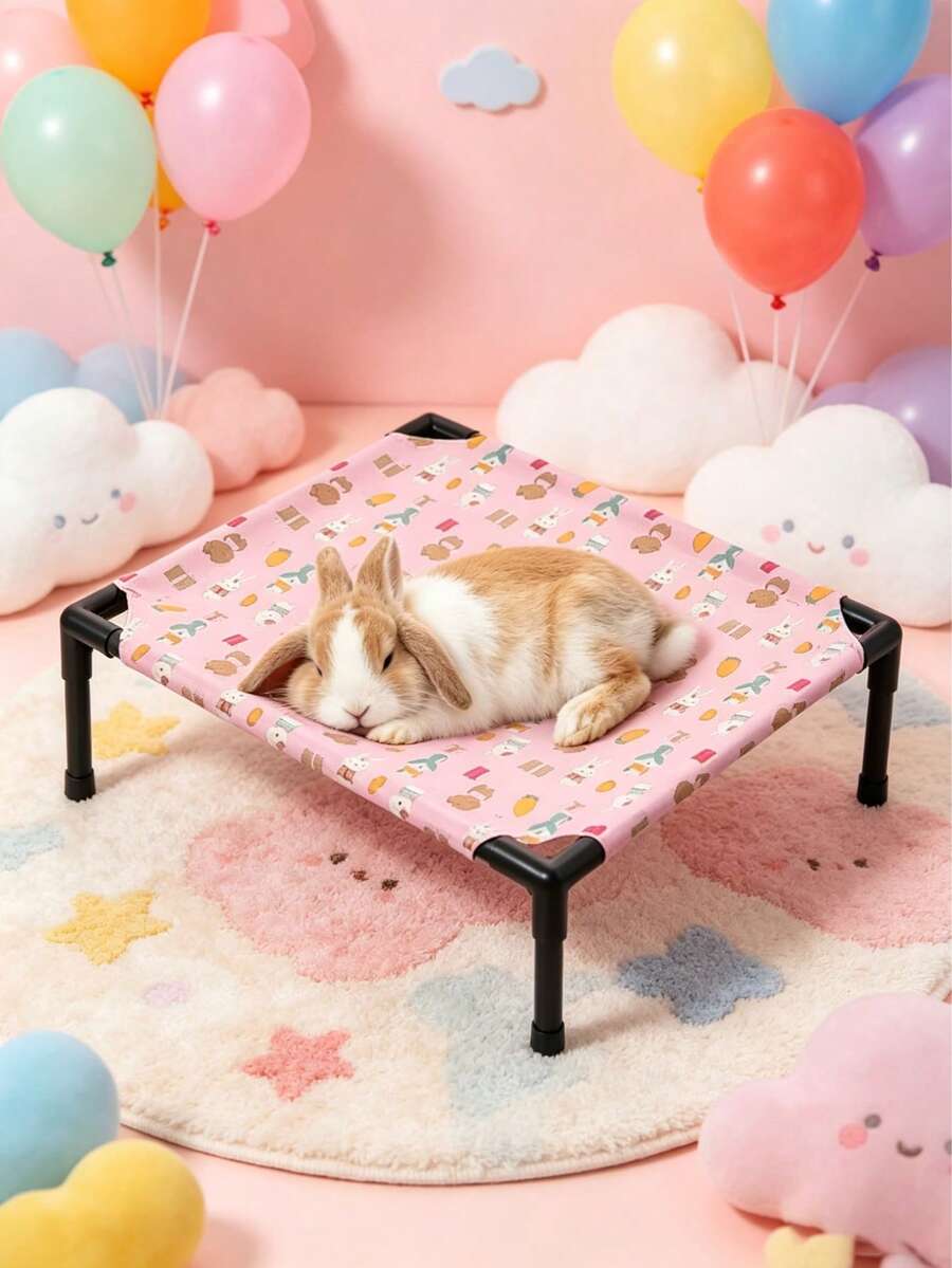 Washable raised polyester small pet bed and camping sleeping mat suitable for hamsters, rabbits, and small cats.