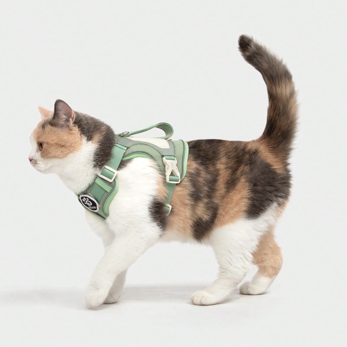 Cat Tactical Harness With Soft Handle, DIY Hook And Loop Cat Outdoor Travel Harness, Suitable For Walking And Escape, Adjustable Large Cat Vest, Can Be Paired With Patches, Soft Mesh Padded Handle For Easy Control