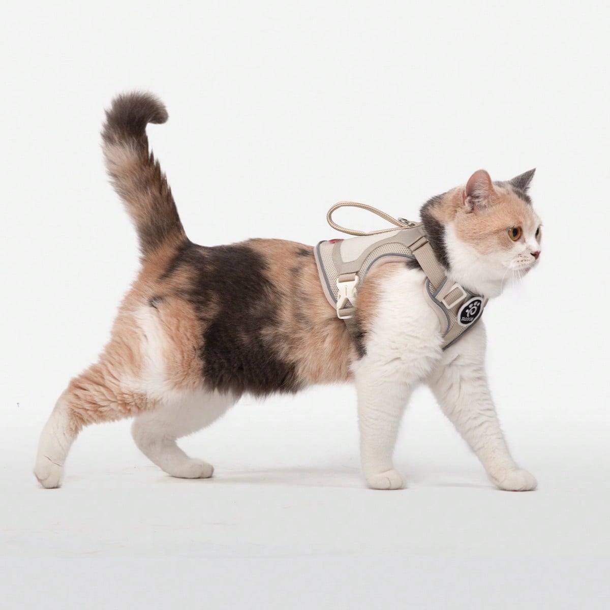 Cat Tactical Harness With Soft Handle, DIY Hook And Loop Cat Outdoor Travel Harness, Suitable For Walking And Escape, Adjustable Large Cat Vest, Can Be Paired With Patches, Soft Mesh Padded Handle For Easy Control