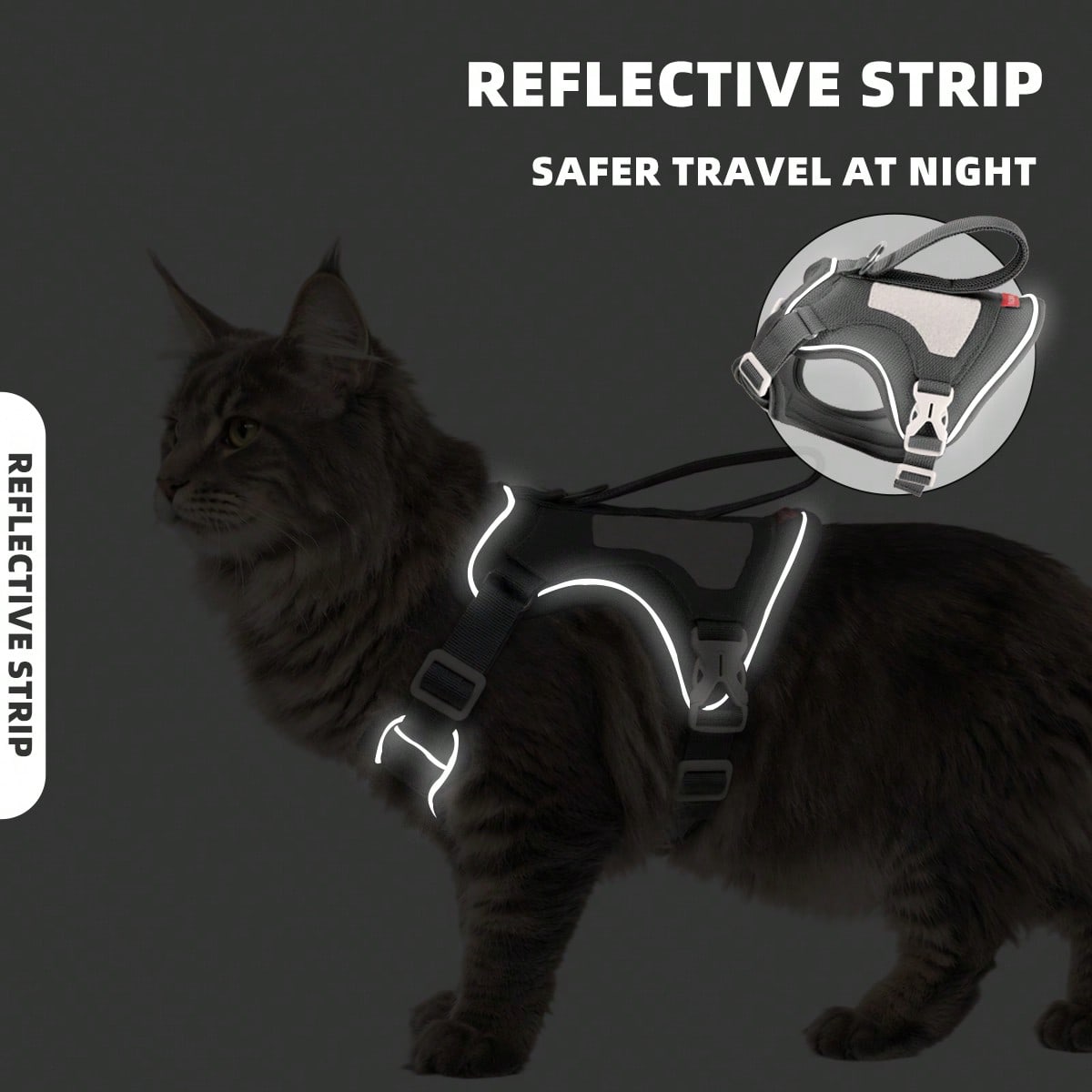 Cat Tactical Harness With Soft Handle, DIY Hook And Loop Cat Outdoor Travel Harness, Suitable For Walking And Escape, Adjustable Large Cat Vest, Can Be Paired With Patches, Soft Mesh Padded Handle For Easy Control