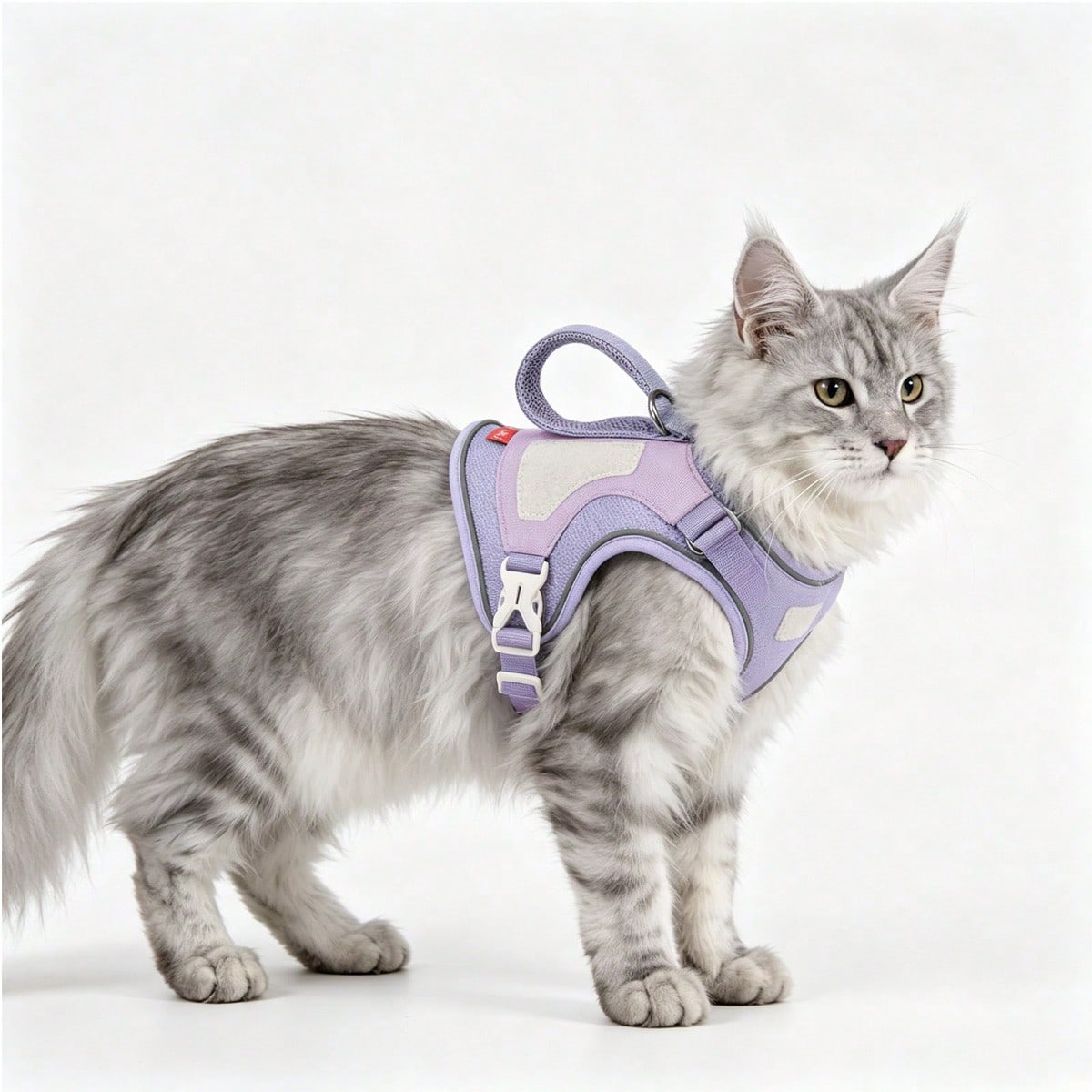 Cat Tactical Harness With Soft Handle, DIY Hook And Loop Cat Outdoor Travel Harness, Suitable For Walking And Escape, Adjustable Large Cat Vest, Can Be Paired With Patches, Soft Mesh Padded Handle For Easy Control