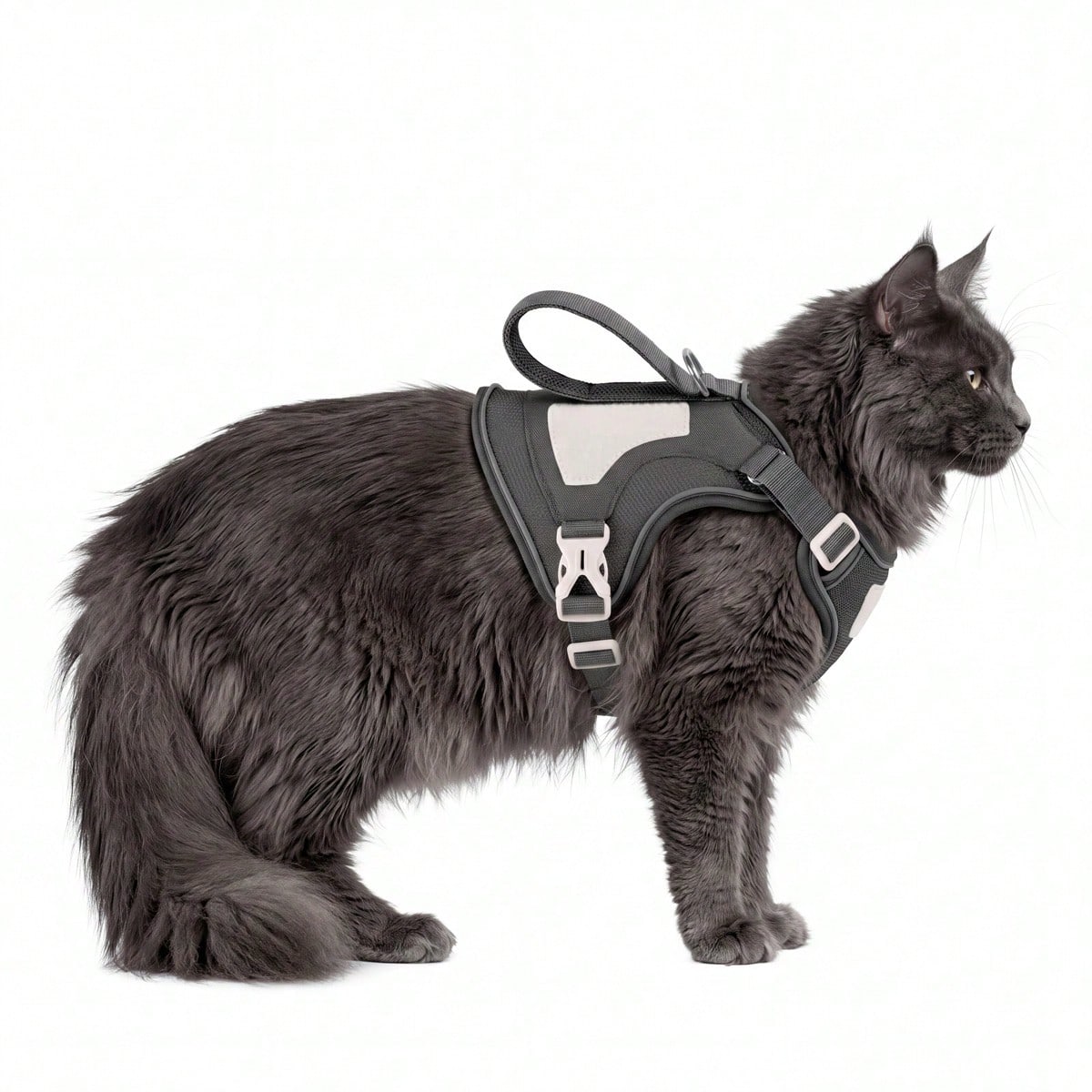 Cat Tactical Harness With Soft Handle, DIY Hook And Loop Cat Outdoor Travel Harness, Suitable For Walking And Escape, Adjustable Large Cat Vest, Can Be Paired With Patches, Soft Mesh Padded Handle For Easy Control