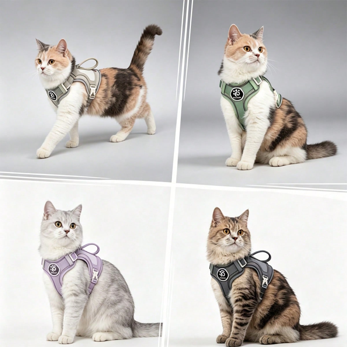 Cat Tactical Harness With Soft Handle, DIY Hook And Loop Cat Outdoor Travel Harness, Suitable For Walking And Escape, Adjustable Large Cat Vest, Can Be Paired With Patches, Soft Mesh Padded Handle For Easy Control