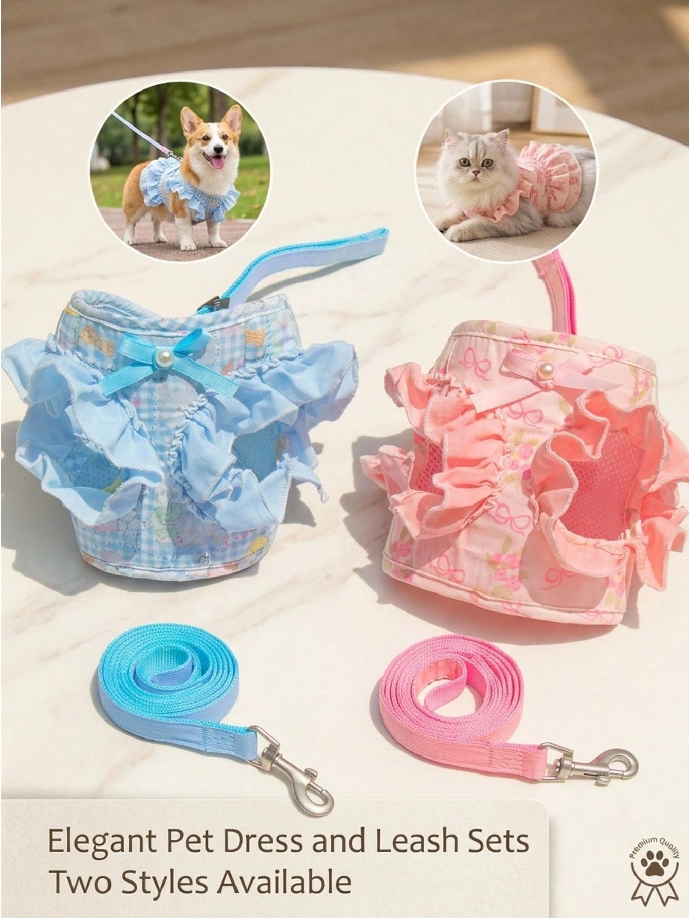 Multicolor polyester cat harness and leash set in an escape proof vest style for outdoor walking, suitable for cats and dogs
