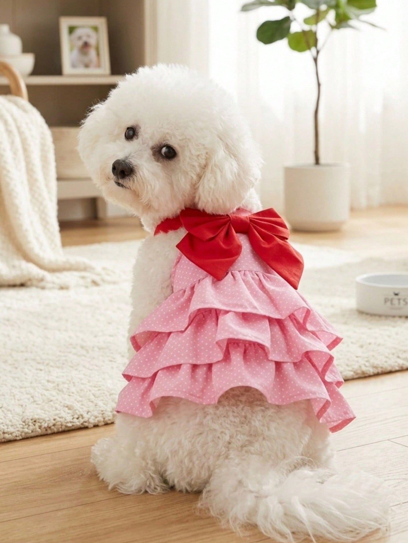 Pink Polka Dot Pet Princess Dress With Big Bow & Multi-Layer Cake Skirt, Ideal Birthday Party & Outdoor Outfit For Dogs And Cats