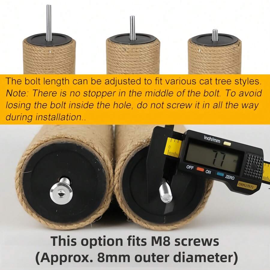Multicolor wooden cat scratch pole activity center featuring a scratching post, two horizontal ball tracks, an interactive feather toy, and hanging sisal balls.