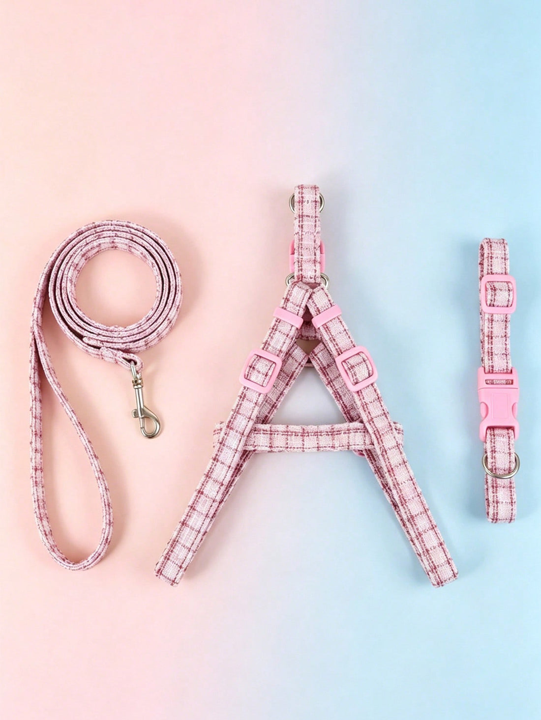 1 Set Cute Polyester Collar, Harness And Leash Set, Suitable For Small Teddy Bear Outdoor Use (Not Suitable For Large Dogs)
