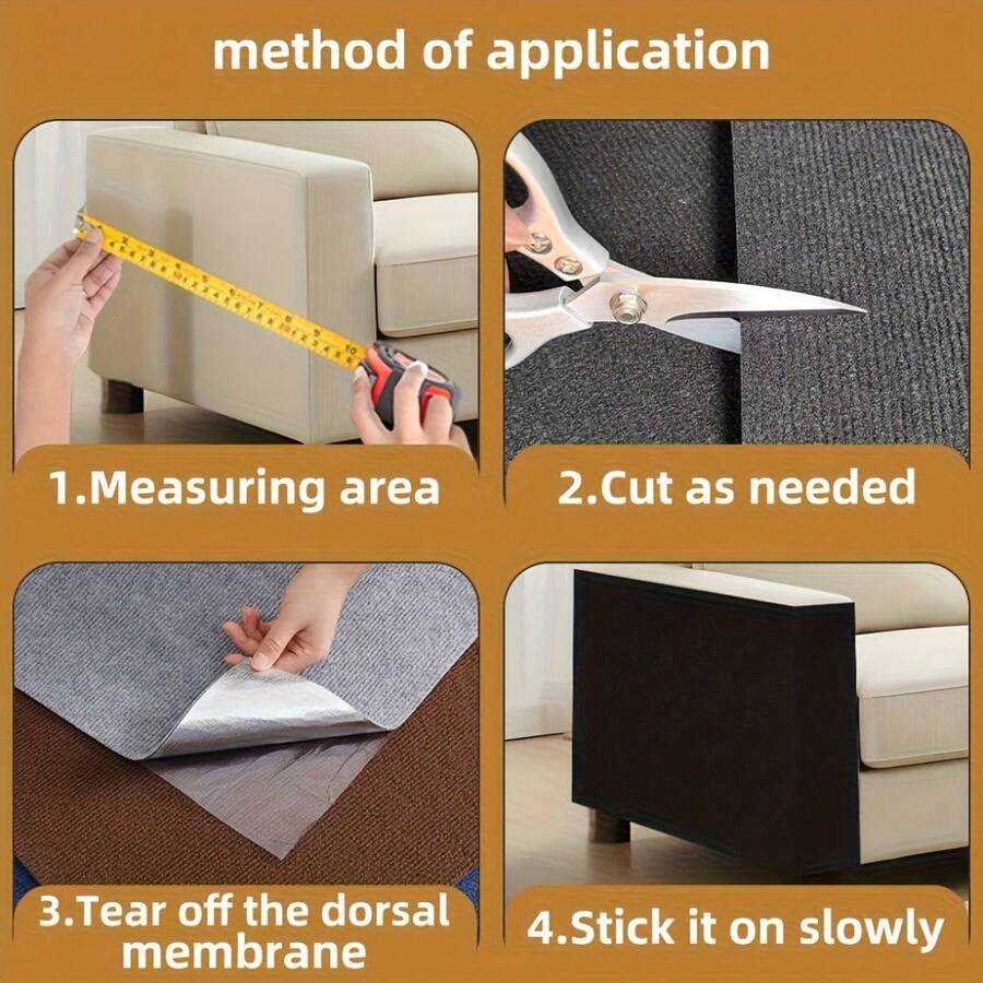 30x100cm plain polyester self-adhesive cuttable cat scratch pad mat for sofa corner and wall protection