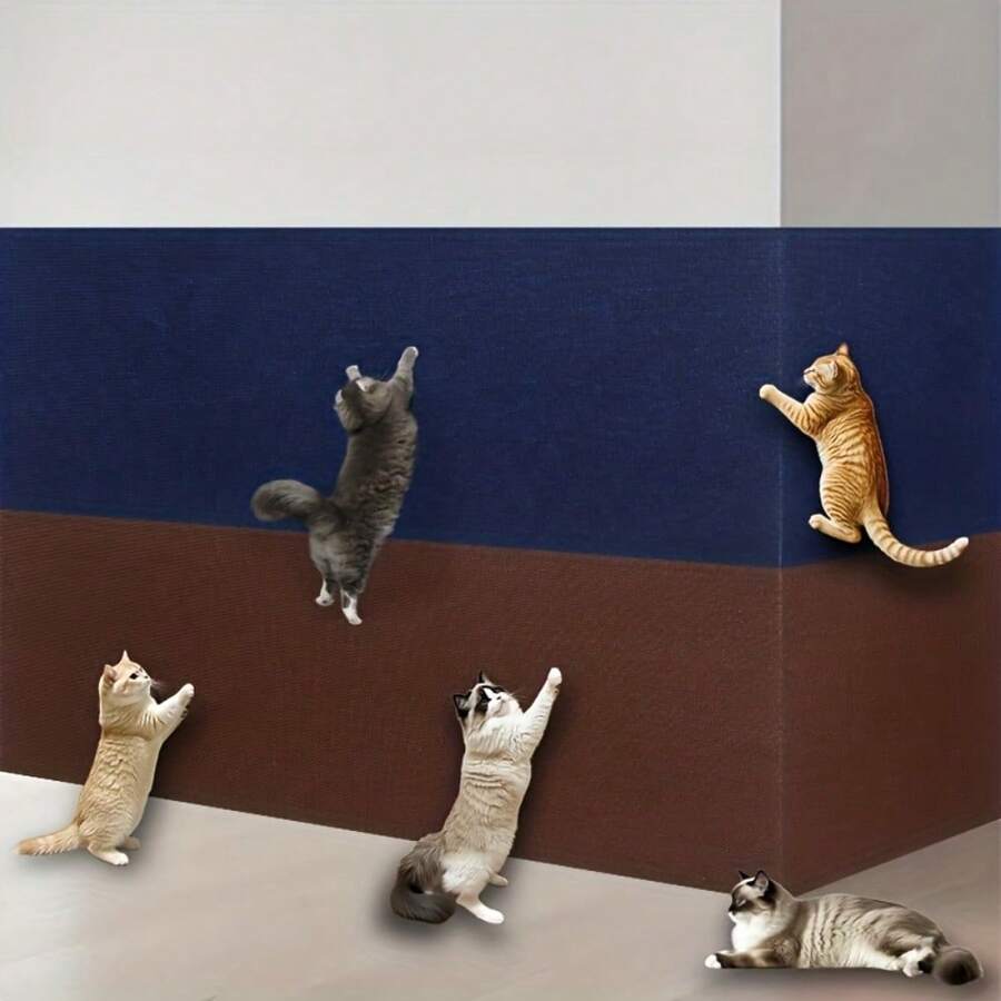 30x100cm plain polyester self-adhesive cuttable cat scratch pad mat for sofa corner and wall protection