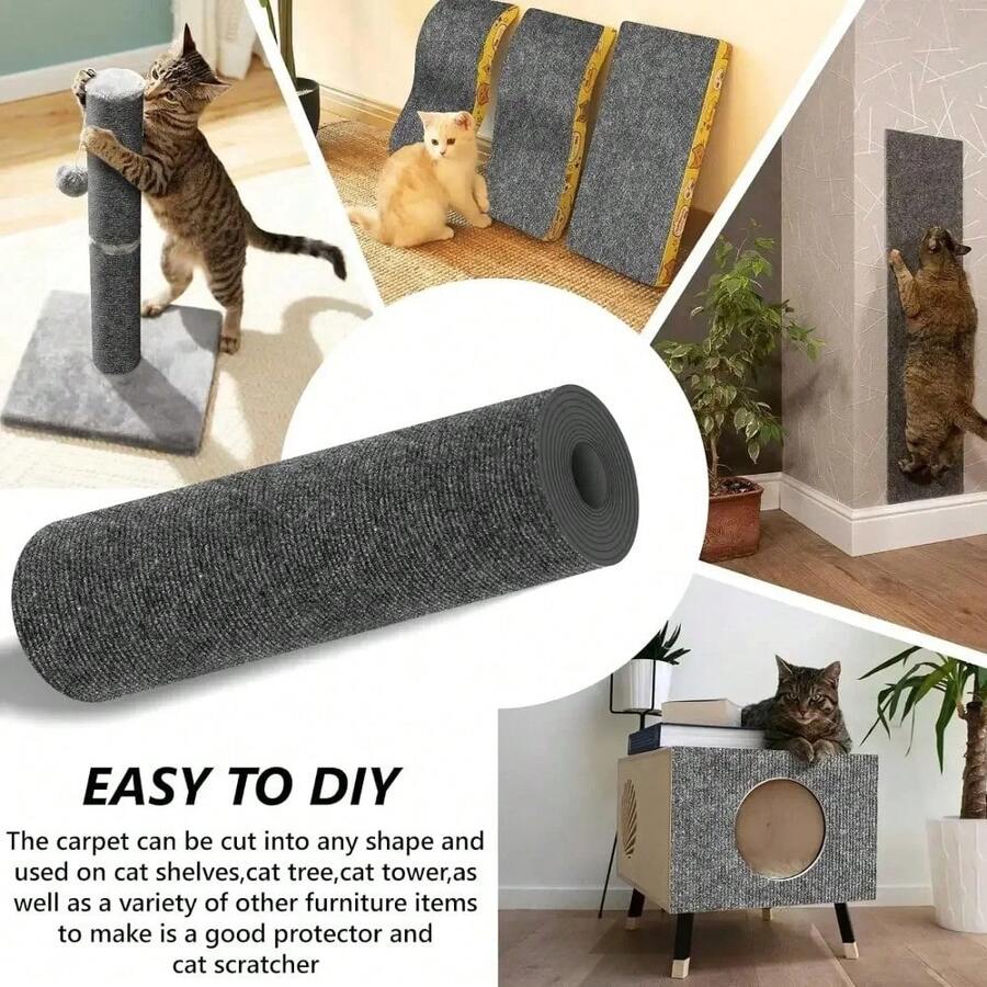 30x100cm plain polyester self-adhesive cuttable cat scratch pad mat for sofa corner and wall protection