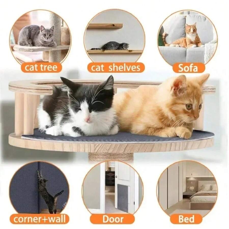 30x100cm plain polyester self-adhesive cuttable cat scratch pad mat for sofa corner and wall protection