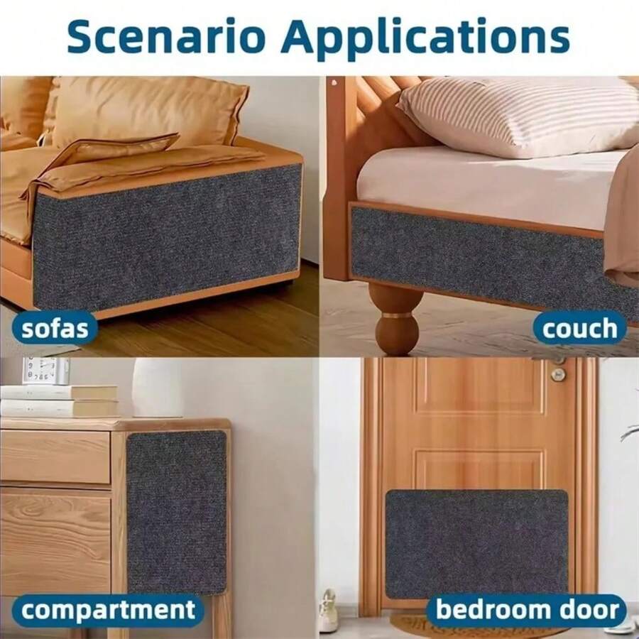 30x100cm plain polyester self-adhesive cuttable cat scratch pad mat for sofa corner and wall protection