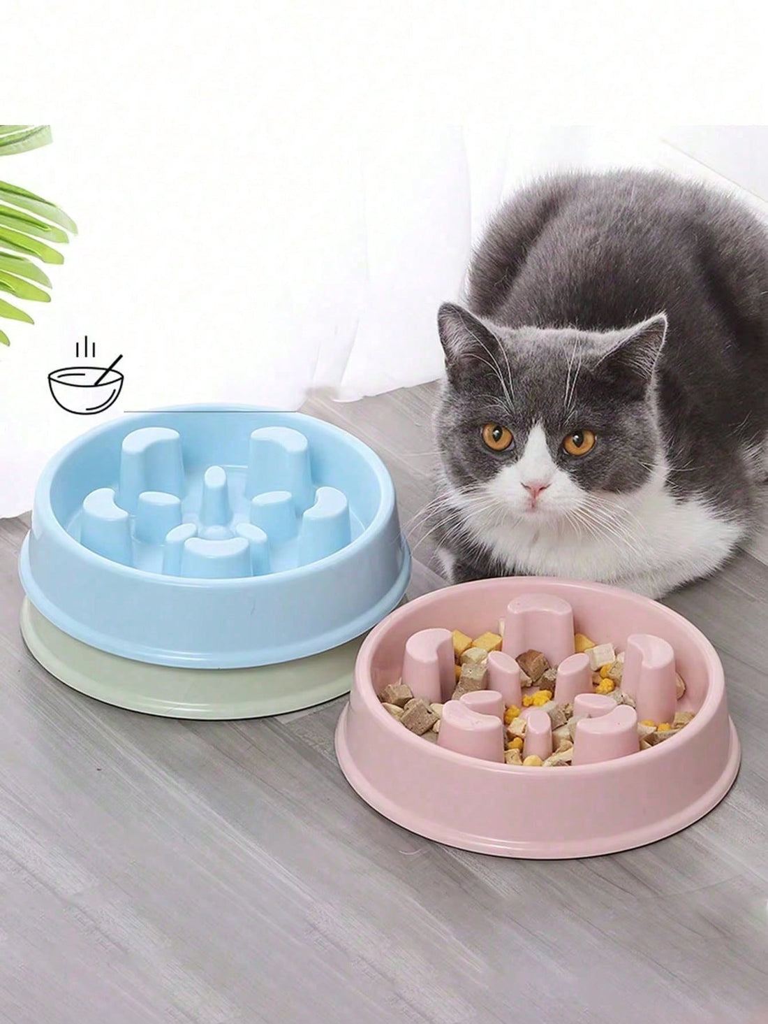Portable Plastic Slow Feeder Eat Slow Cat Dog Bowl Puppy Kitten Feeding Food Dish Pets Slowly Puzzle Feeders Anti Choke Bowl