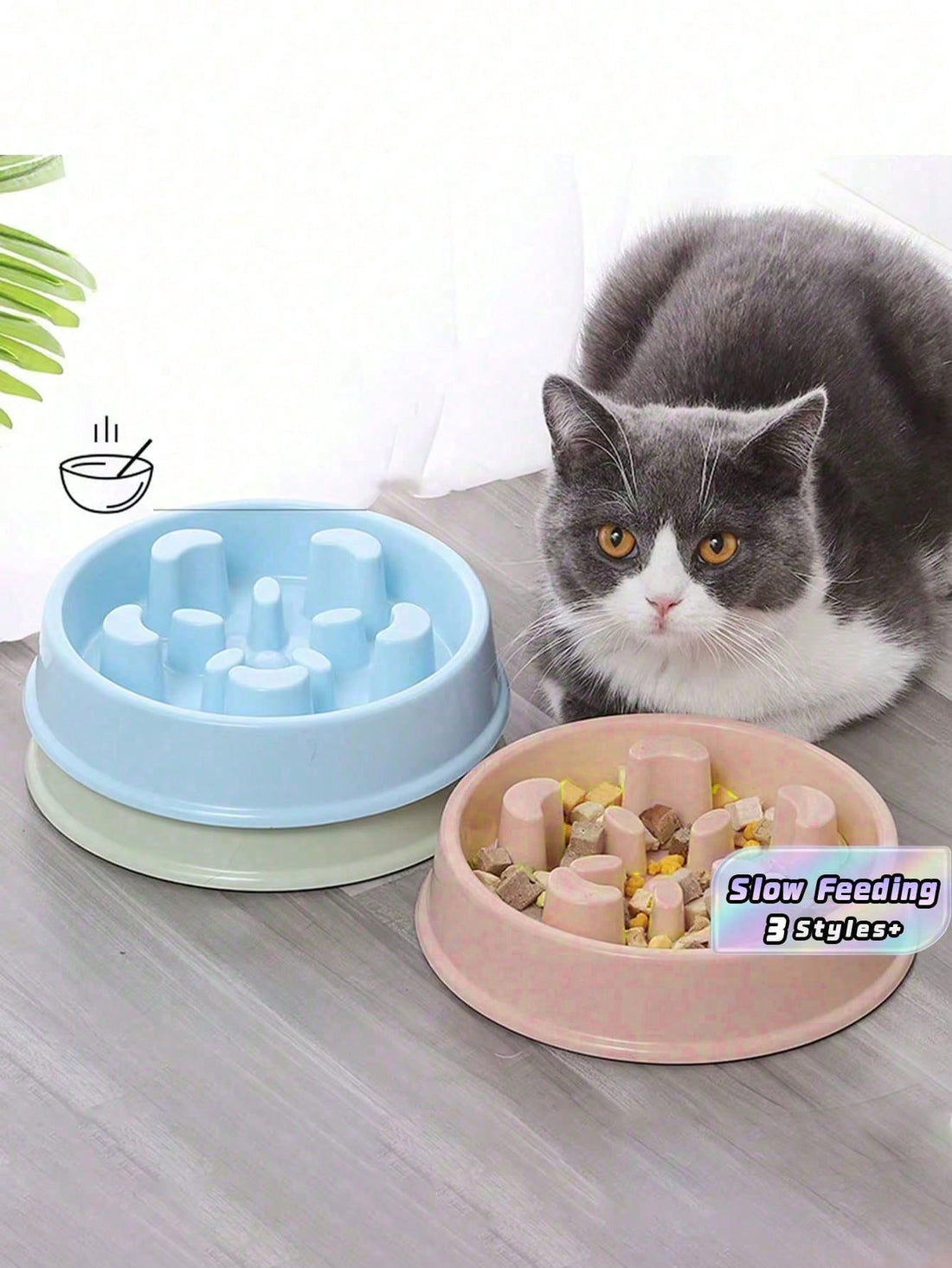 Portable Plastic Slow Feeder Eat Slow Cat Dog Bowl Puppy Kitten Feeding Food Dish Pets Slowly Puzzle Feeders Anti Choke Bowl