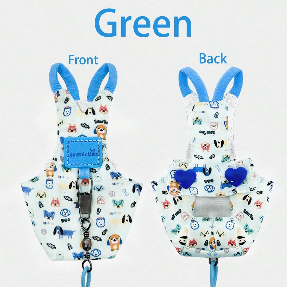 Baby blue fabric bird and parrot harness leash set with adjustable harness, training leash, and wrist strap for outdoor anti-lost use