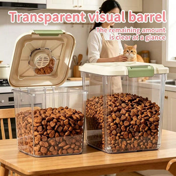 Airtight ABS pet food storage container bin with a secure lock lid for dry food storage.