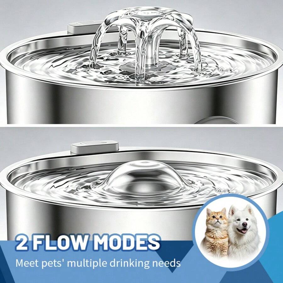 3.2L stainless steel automatic pet water fountain with silent pump circulation filter for cats and dogs