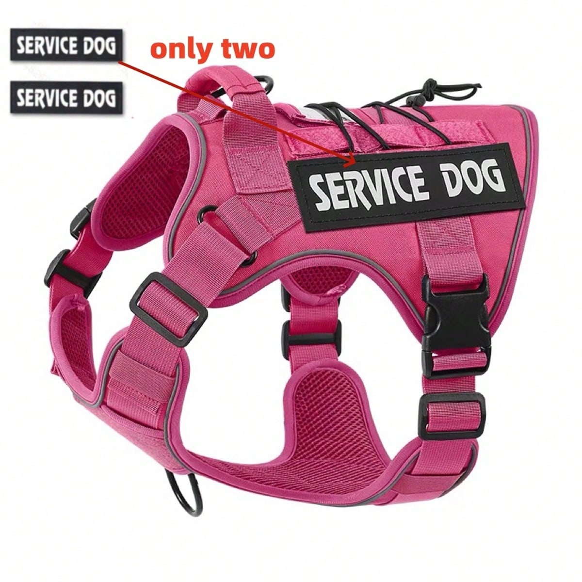 Multicolor polyester tactical vest for medium to large dogs with adjustable fit, reflective details, breathable washable design, and letter pattern.