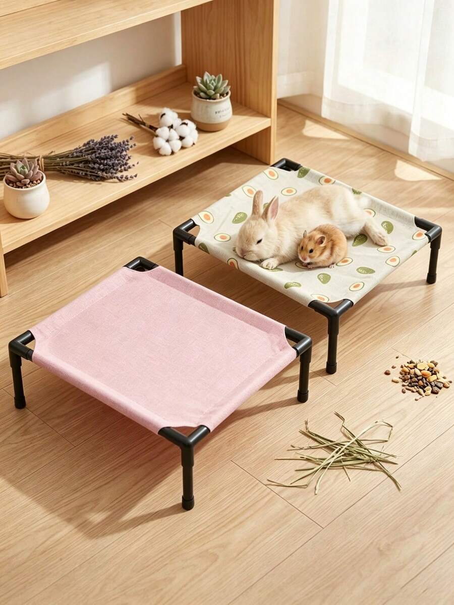 Washable raised polyester small pet bed and camping sleeping mat suitable for hamsters, rabbits, and small cats.