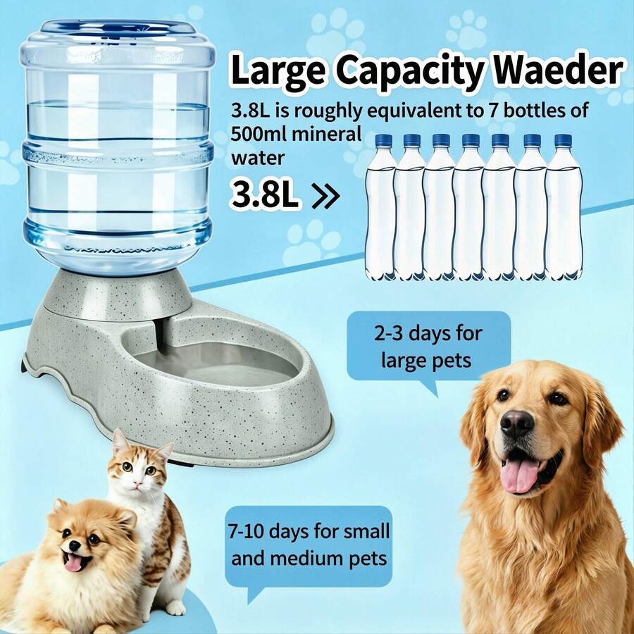 3.8L automatic pet feeder and leak-proof water dispenser designed for cats and dogs.