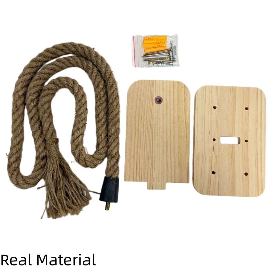 Multicolor wall-mounted solid wood and sisal rope cat climbing scratcher post.