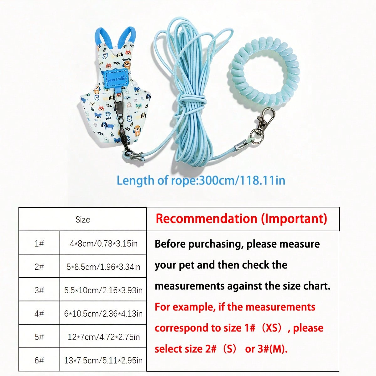 Baby blue fabric bird and parrot harness leash set with adjustable harness, training leash, and wrist strap for outdoor anti-lost use