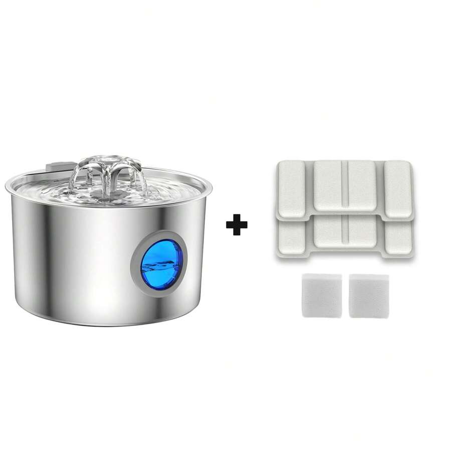3.2L stainless steel automatic pet water fountain with silent pump circulation filter for cats and dogs