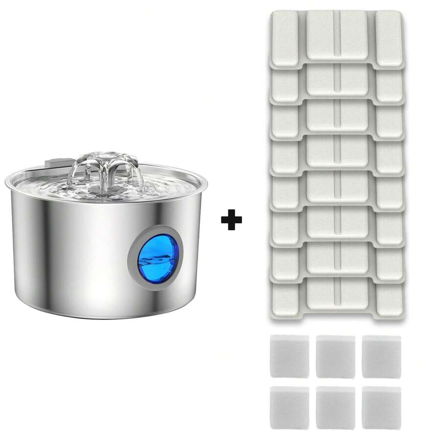 3.2L stainless steel automatic pet water fountain with silent pump circulation filter for cats and dogs