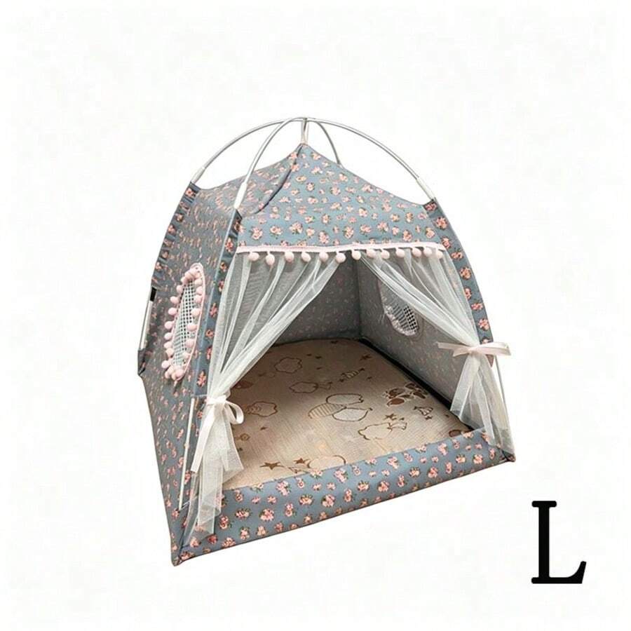 Multicolor princess style pet tent bed for cats and small dogs featuring a breathable sunshade design.