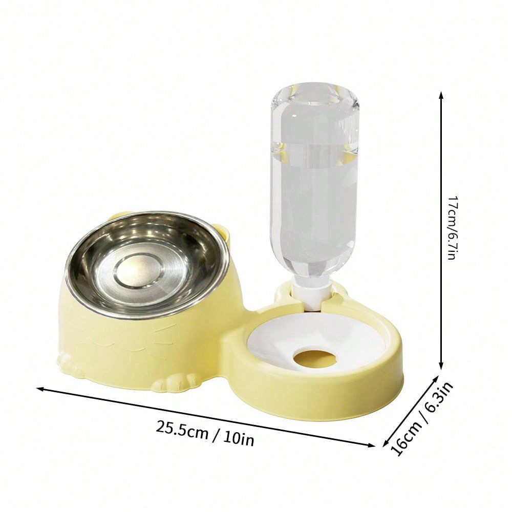 1 Set 2-In-1 Pet Double Bowls And Automatic Water Dispenser Bottle, Keeps Your Pet Hydrated And Full!