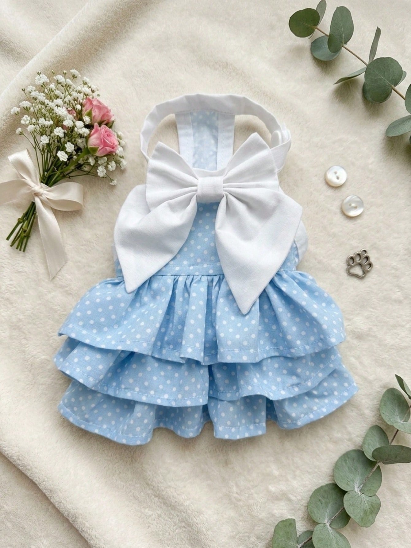 Pink Polka Dot Pet Princess Dress With Big Bow & Multi-Layer Cake Skirt, Ideal Birthday Party & Outdoor Outfit For Dogs And Cats