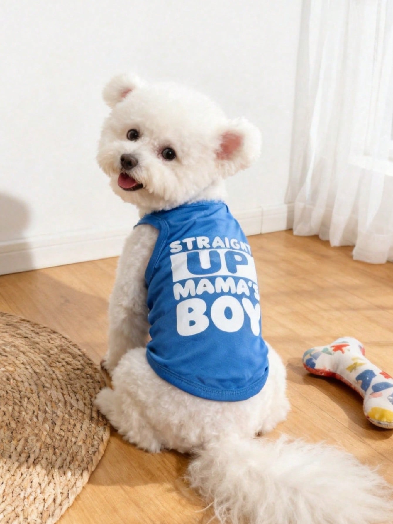 1pc "Mama's Boy" Slogan Graphic Pet Vest, Flea Repellent, Anti-Shedding, Insulation, Breathable For Small/Medium Dogs & Cats, Indoor/Outdoor Use