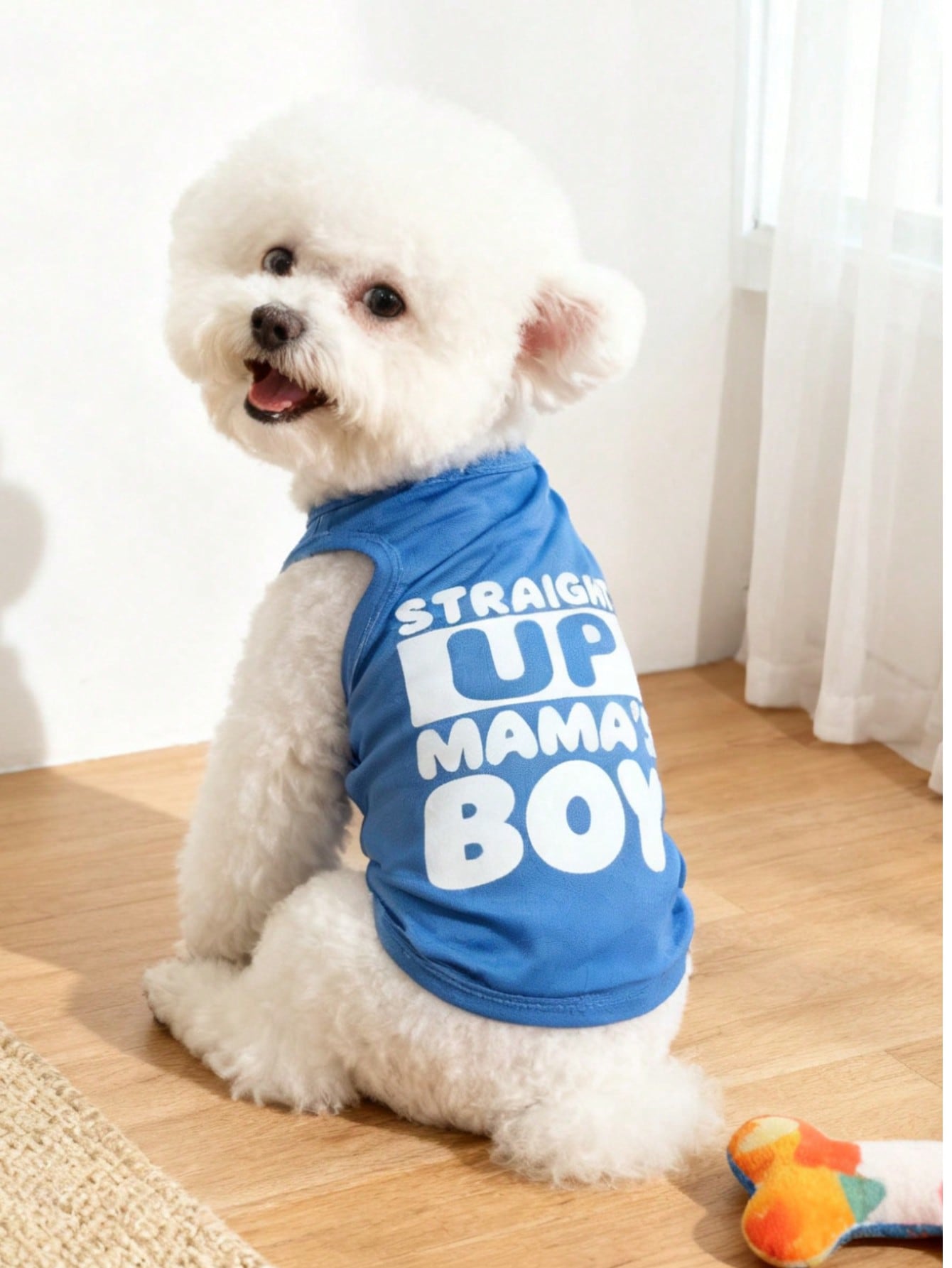 1pc "Mama's Boy" Slogan Graphic Pet Vest, Flea Repellent, Anti-Shedding, Insulation, Breathable For Small/Medium Dogs & Cats, Indoor/Outdoor Use