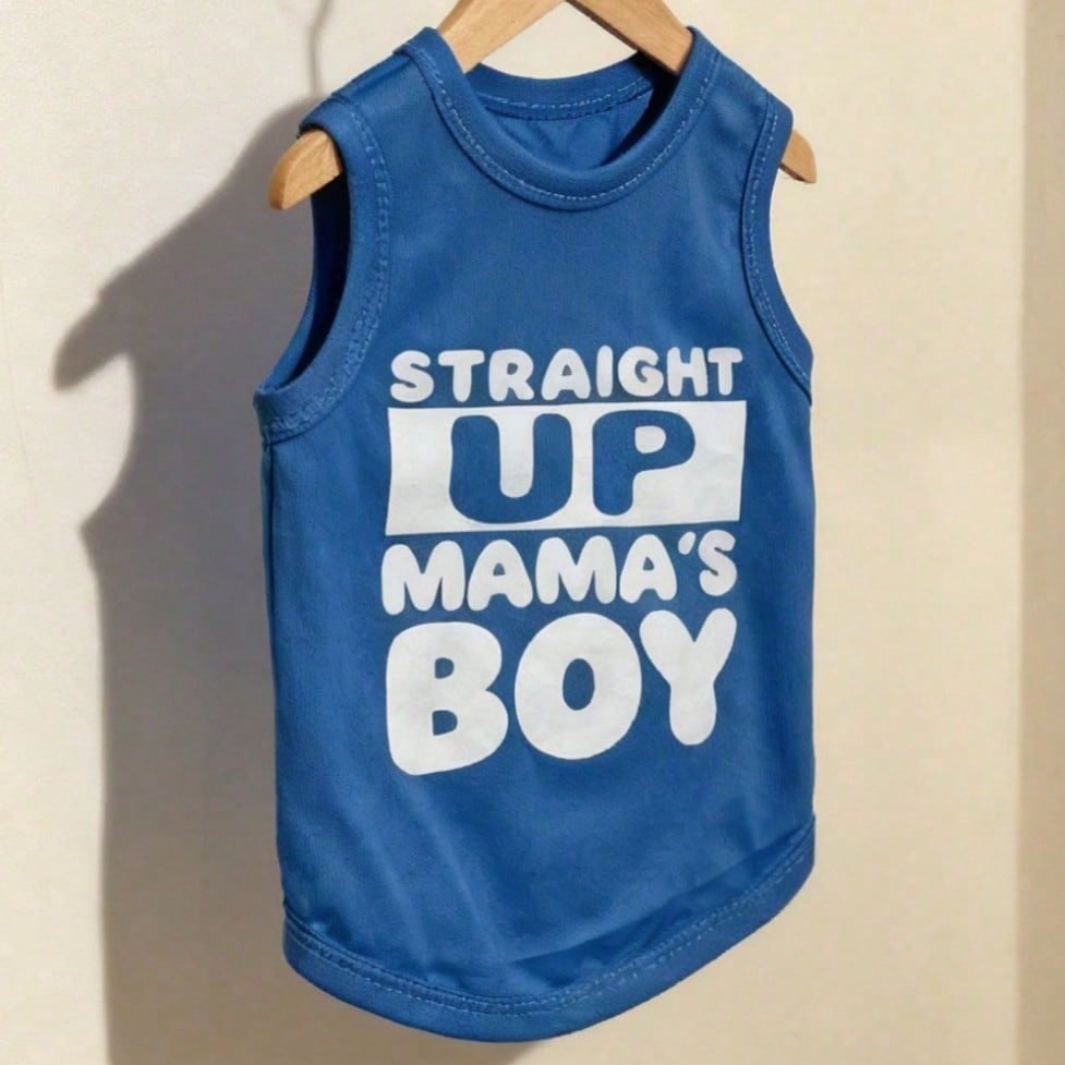 1pc "Mama's Boy" Slogan Graphic Pet Vest, Flea Repellent, Anti-Shedding, Insulation, Breathable For Small/Medium Dogs & Cats, Indoor/Outdoor Use