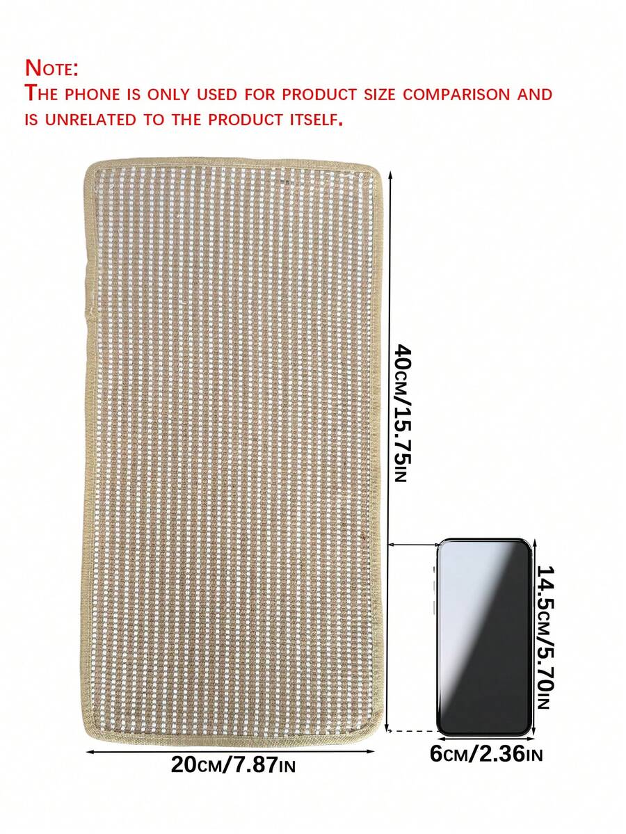 Vertical sisal cat scratching board mounted as a sofa protector with hook and loop fasteners for cats.