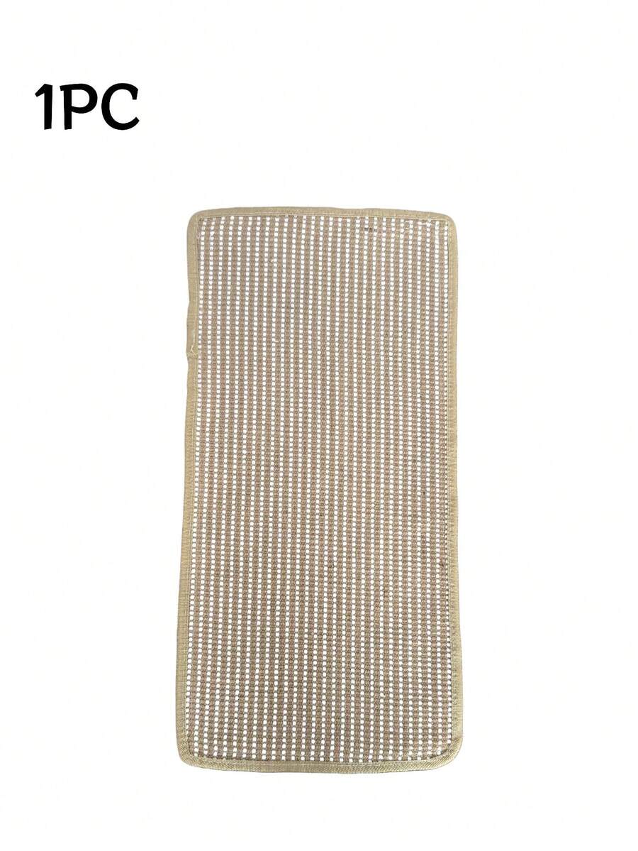 Vertical sisal cat scratching board mounted as a sofa protector with hook and loop fasteners for cats.